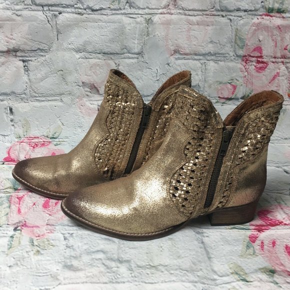 Anthropologie Seychelles Women Sz 8.5 Gold Woven S - Picture 7 of 11